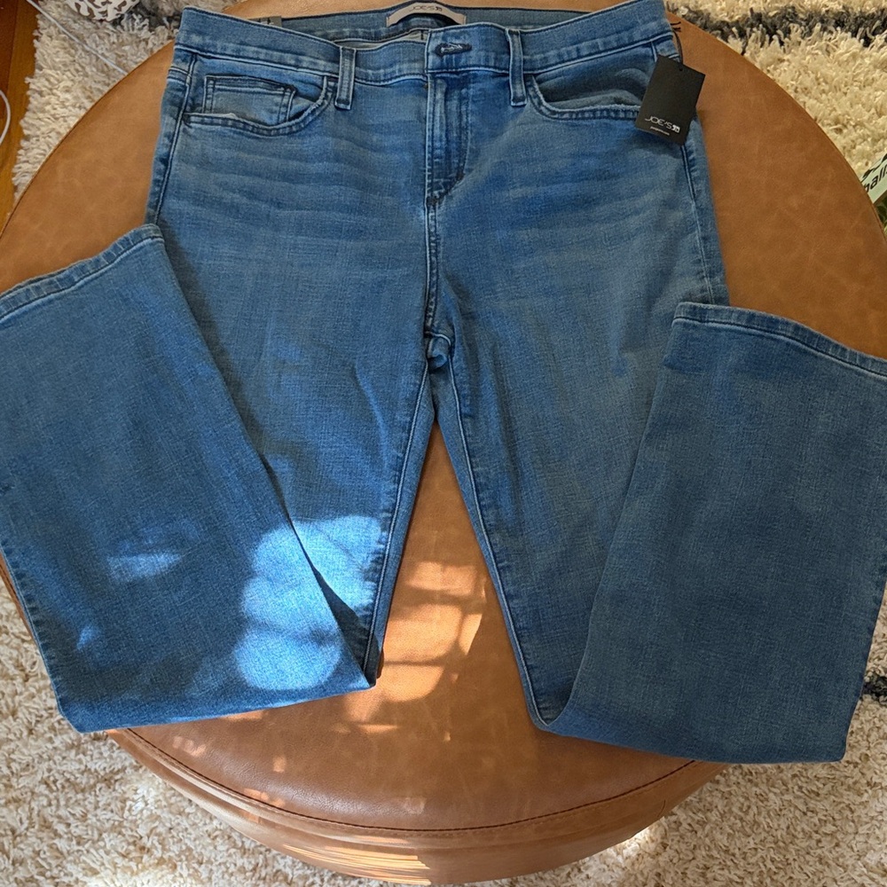 Joe's Jeans Medium Blue High-Rise Wide-Leg Crop Jeans